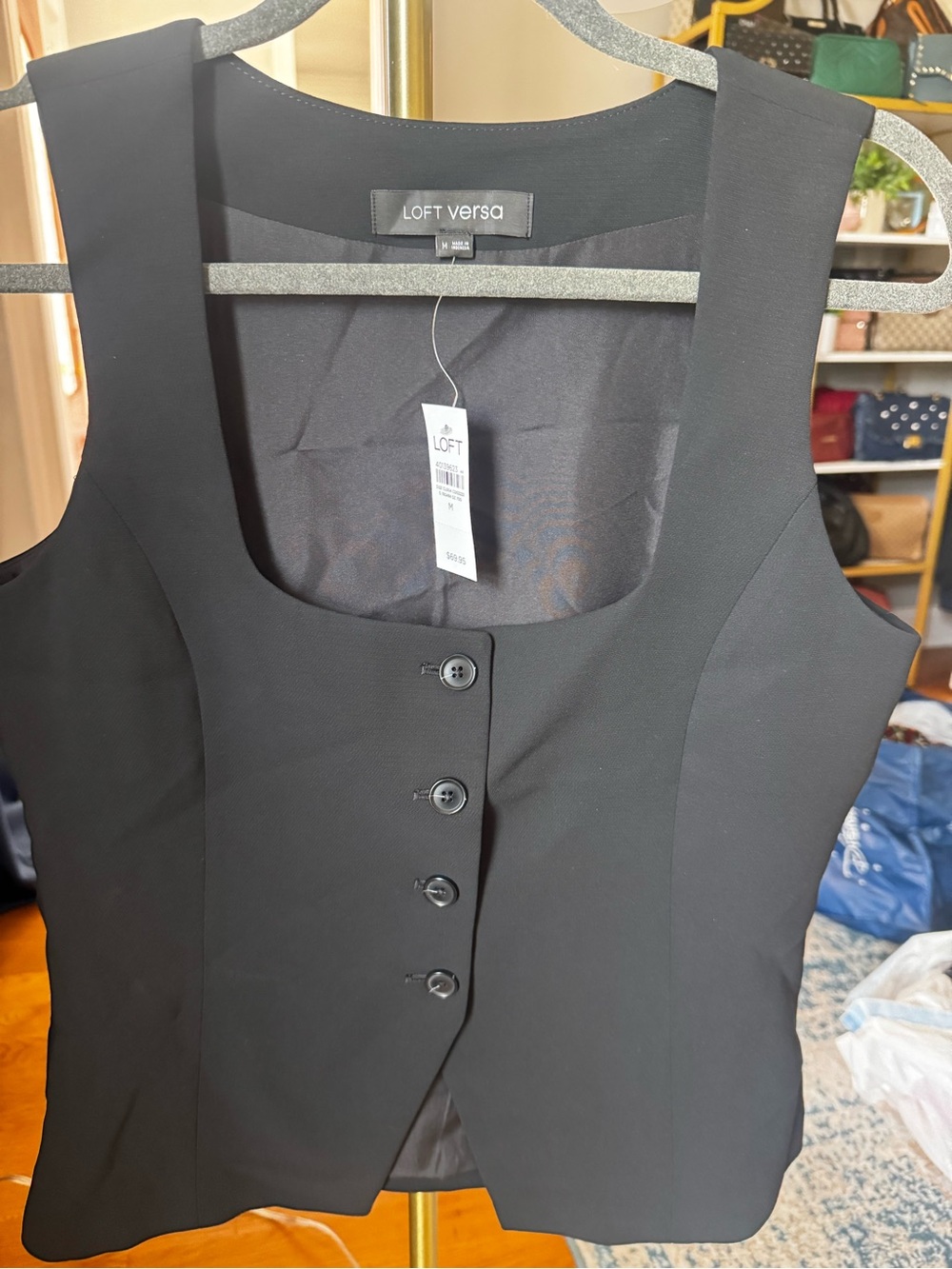NWT Ann Taylor Black Button-Front Dress Vest